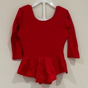 Girls Shimering Red Peplum Bodysuit